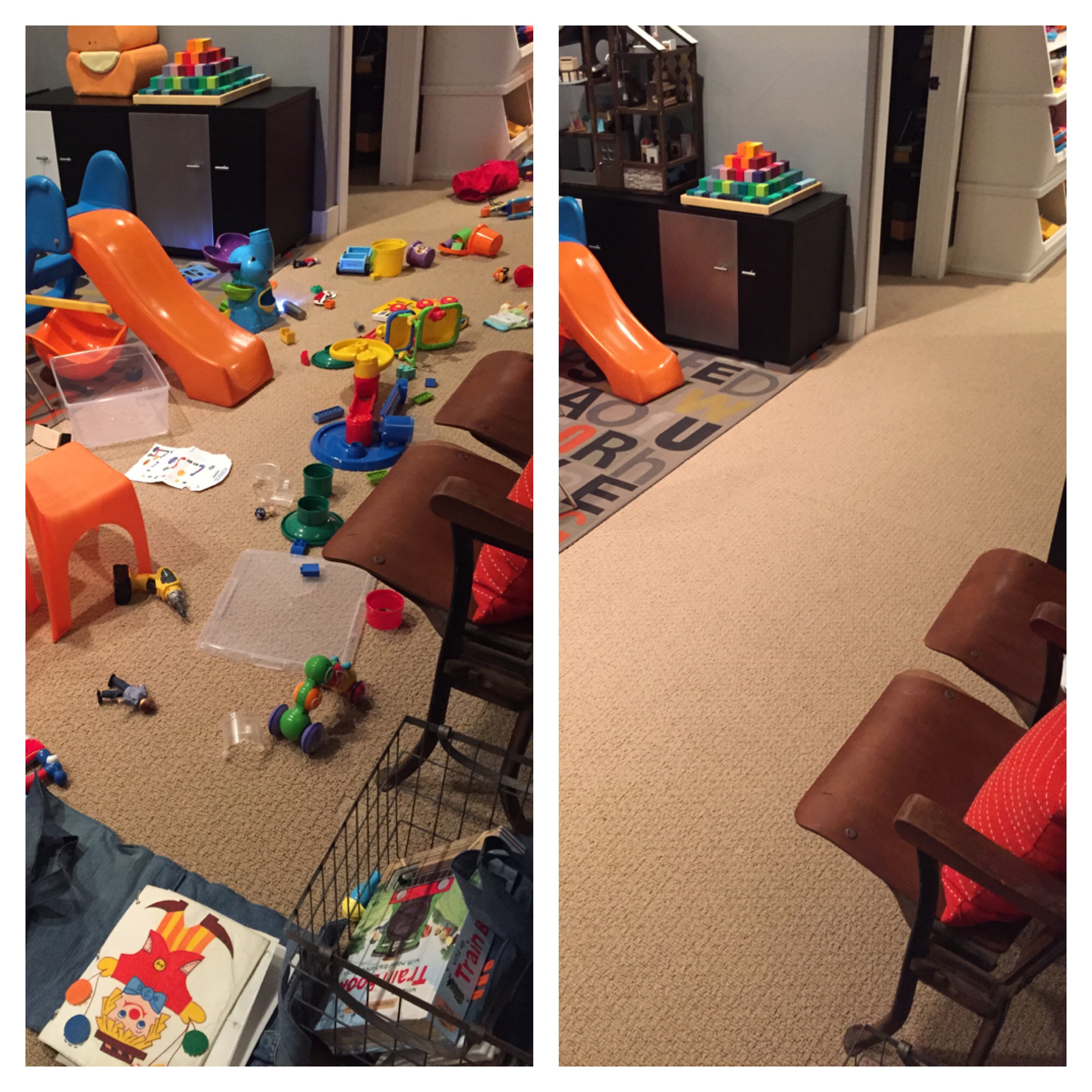 messy kids room before and after
